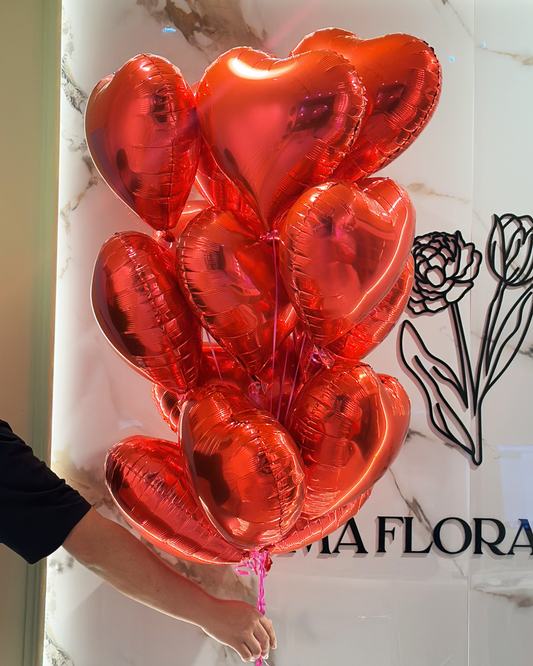 Bouquet 10 globos helio corazón