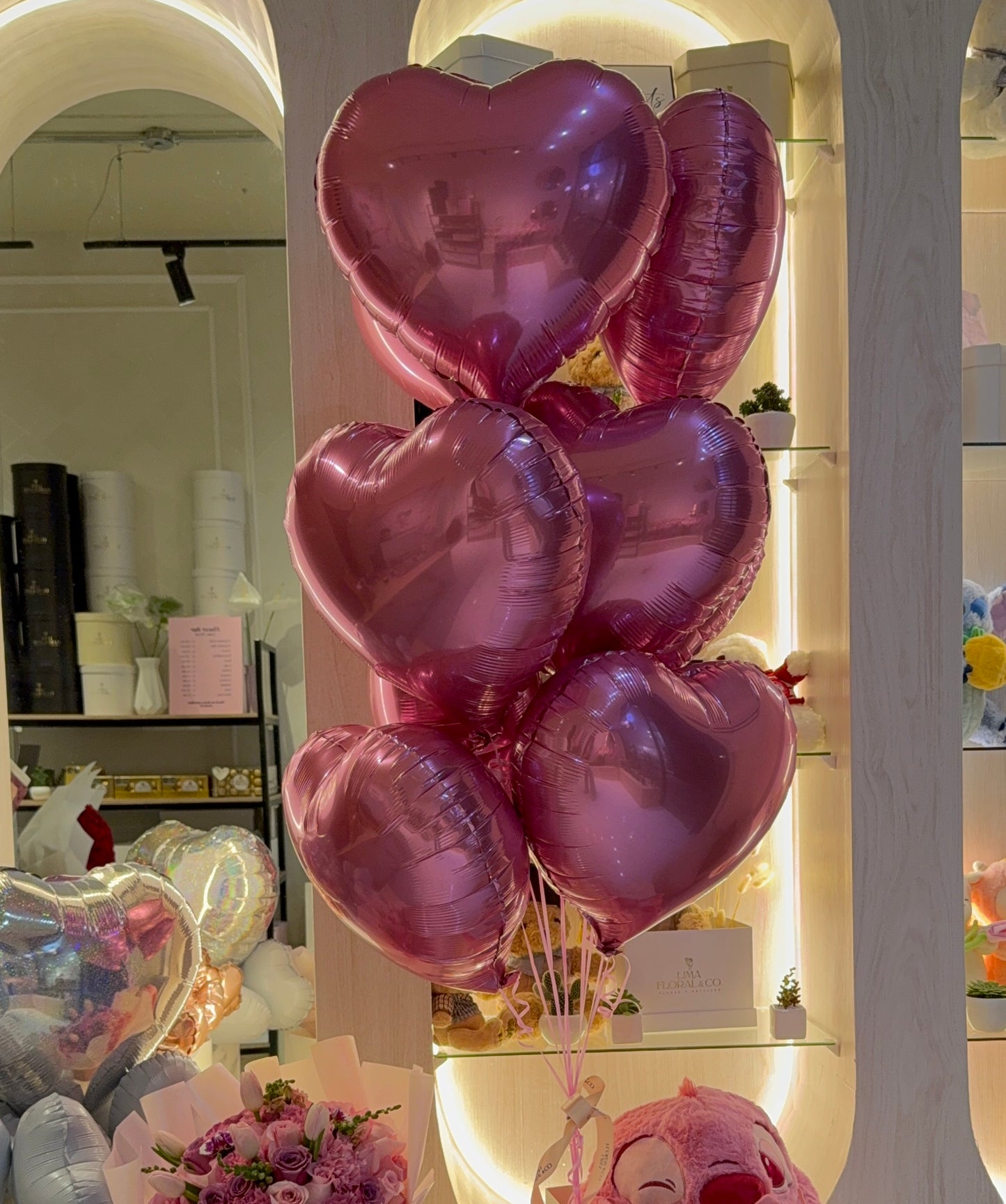 Bouquet de 10 Globos con helio rosado