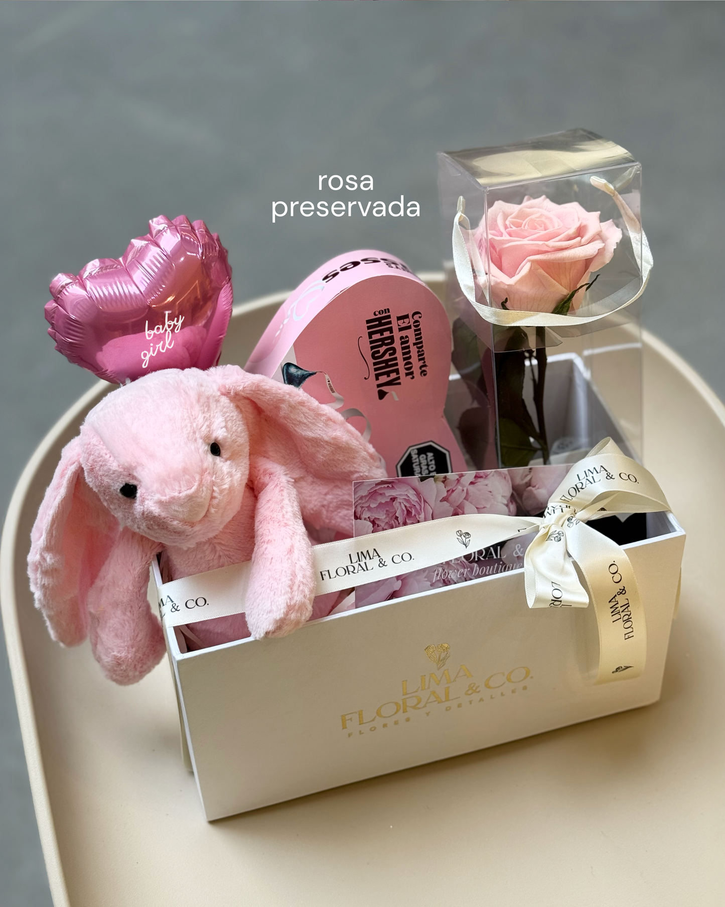 Gift Box Baby Girl: rosa preservada