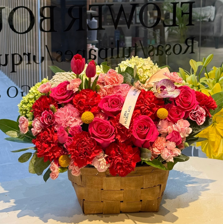 Cesta Clara Tulipanes Rojos