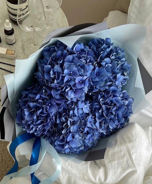 Ramo grande de hortensias celestes