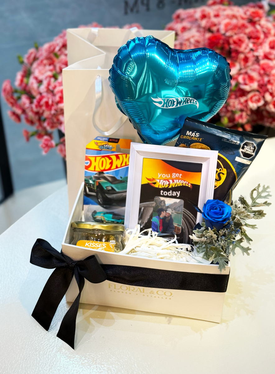 Gift box hot wheels + cuadro hot wheels