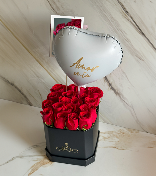 Amor mío box de rosas