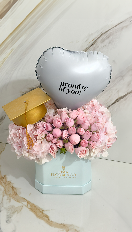 Box Proud: Rosas Inglesas y Mini Rosas con Hortensias