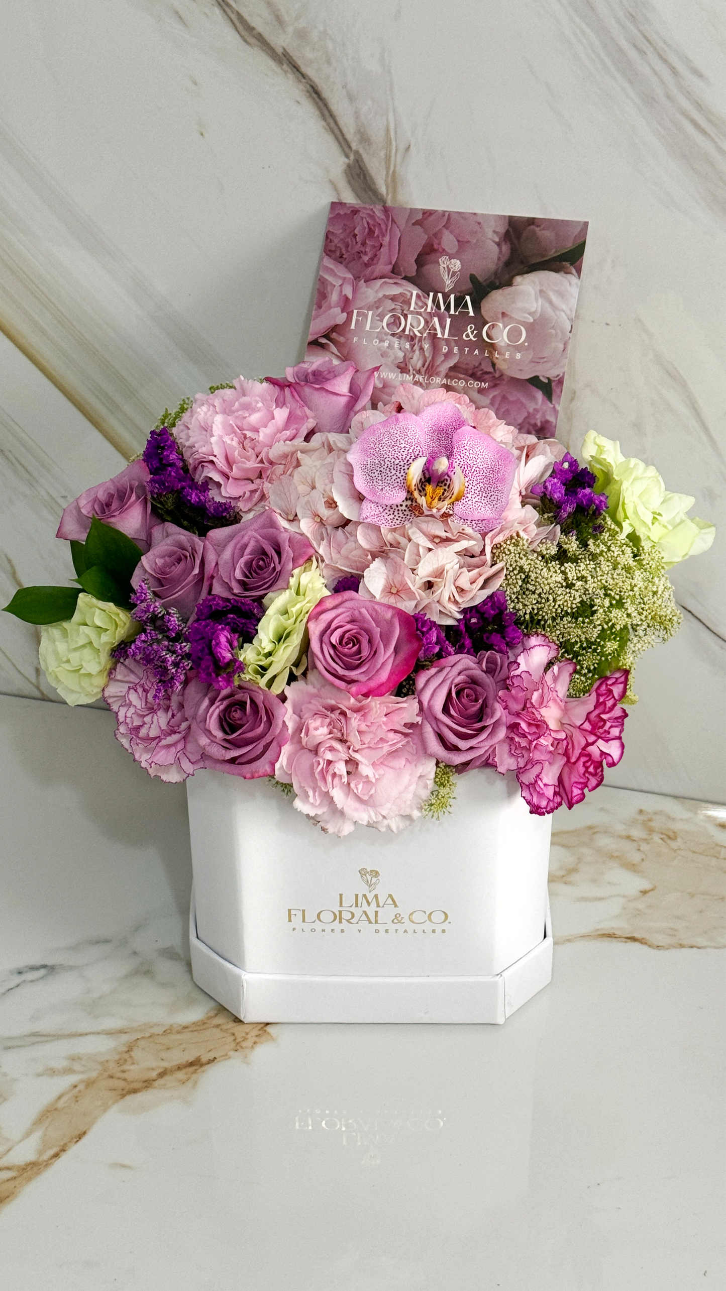 Bloom Box: Mix Flores Lila & Orquídea