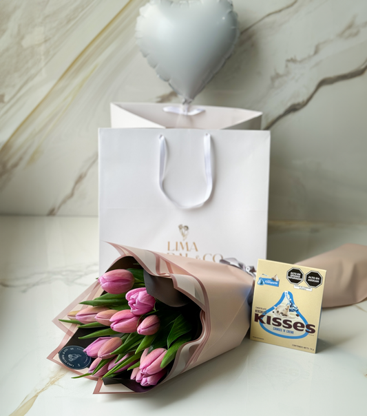 Pack Sweet Tulip: Ramo de 15 Tulipanes Multicolor + Chocolates