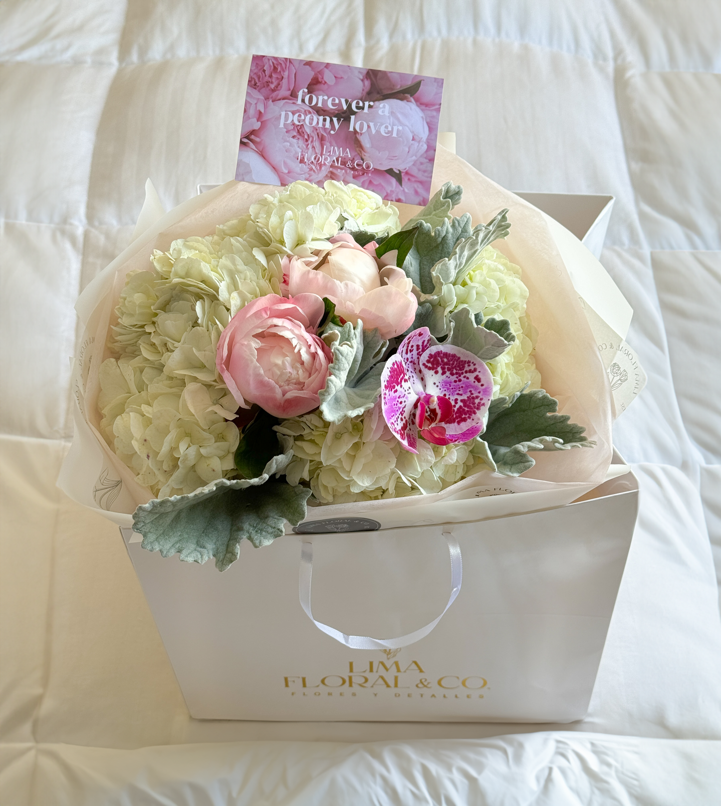 Ramo B: Peonias naturales y hortensias de vivero