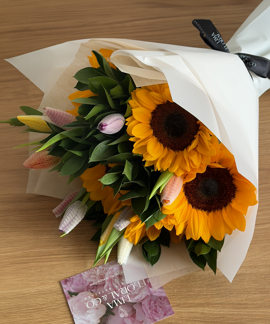 Tulipanes & girasoles ramo