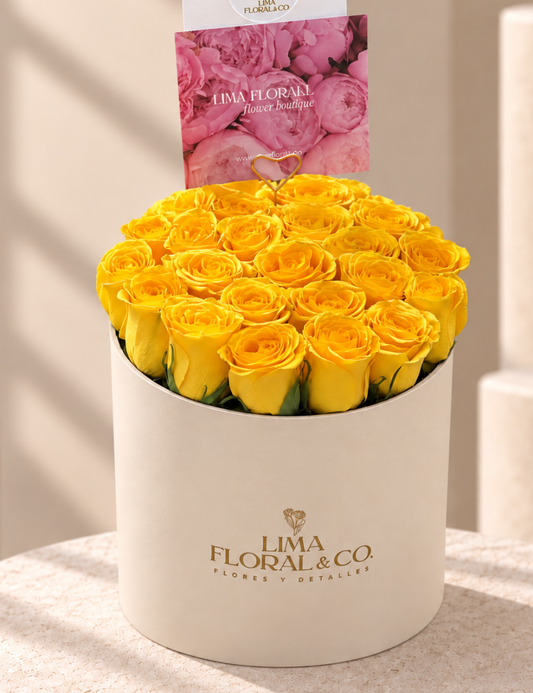 Box Felicidad: 25 Rosas Amarillas - Flores Amarillas