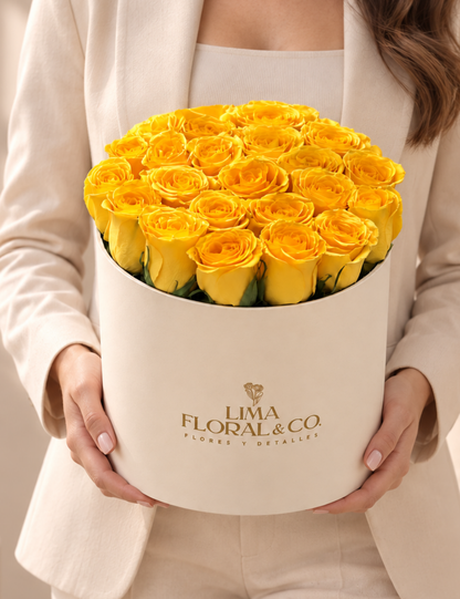 Box Felicidad: 25 Rosas Amarillas - Flores Amarillas