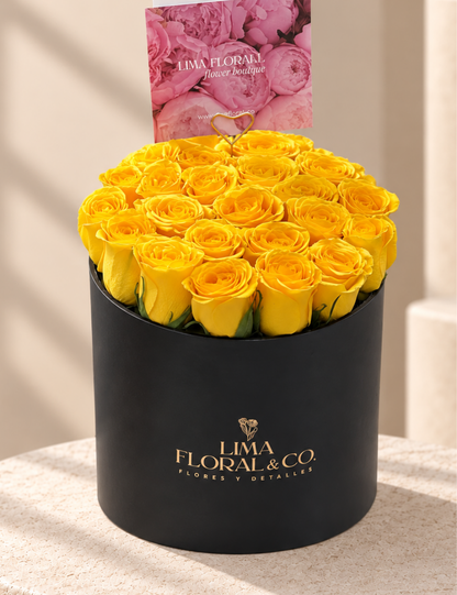 Box Felicidad: 25 Rosas Amarillas - Flores Amarillas