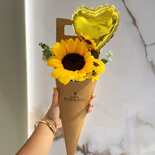 Cono Floral: Girasol - Flores Amarillas