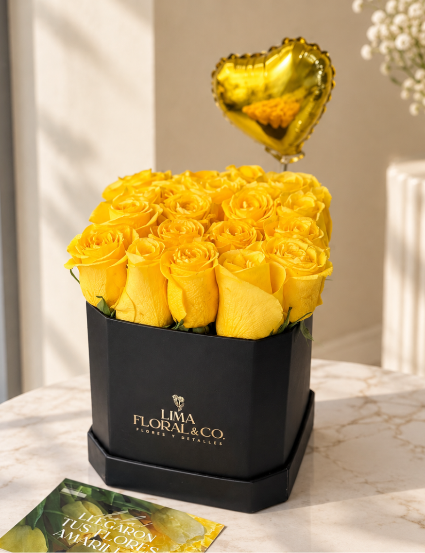 Box Puro Amor Rosas Amarillas - Flores Amarillas