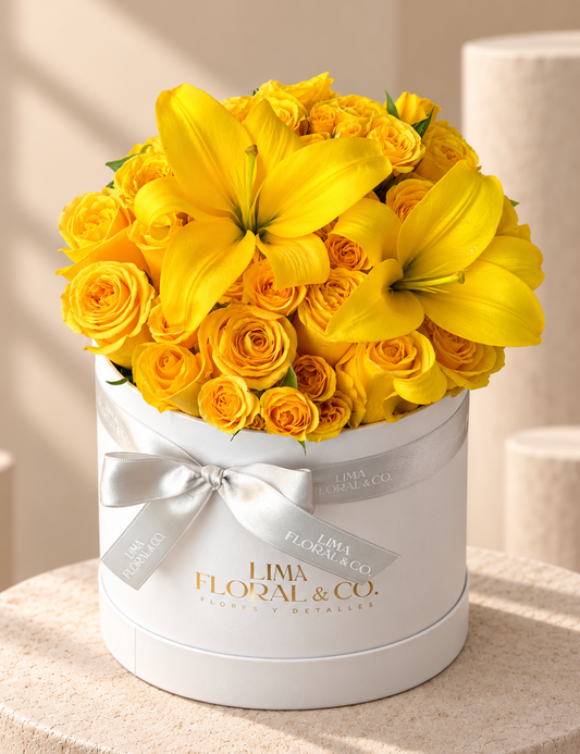 Box Rosas Brillantes - Flores Amarillas