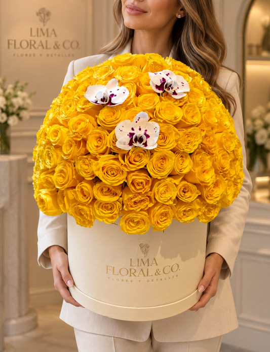 The Luxury Box: Amarillo - Rosas Amarillas - Extra Grande