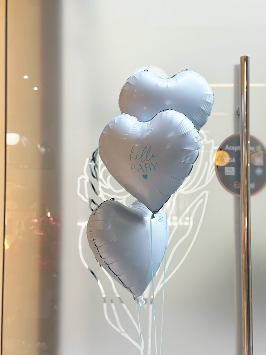 3 corazones con helio - Hello Baby