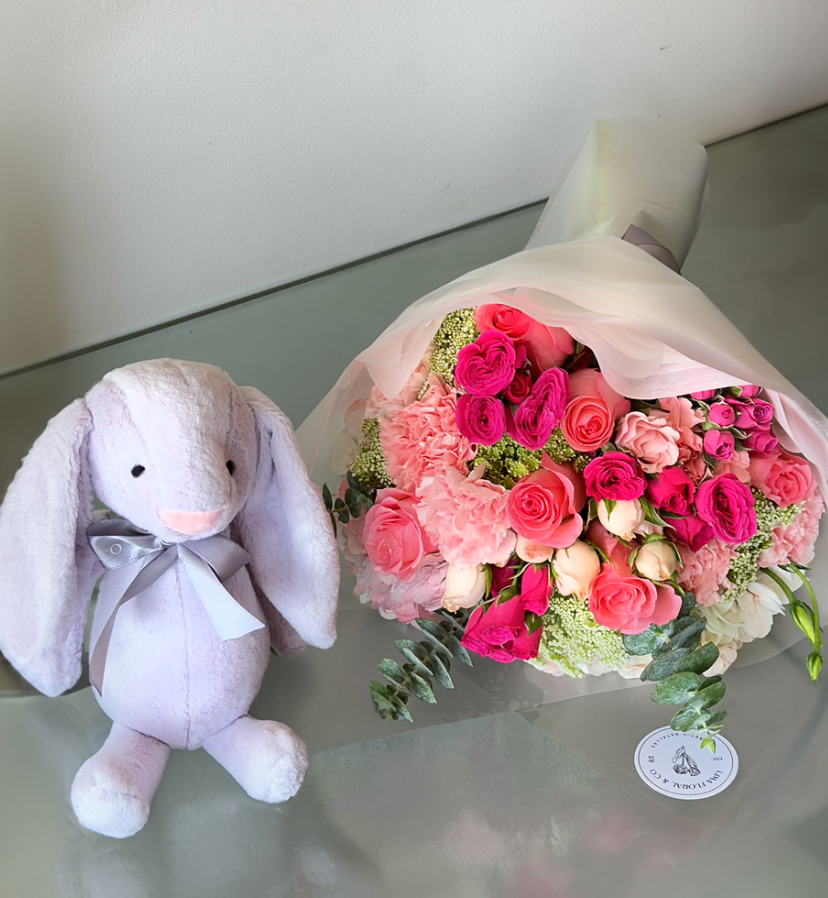 Pack Bunny - ramo de flores y conejito de peluche