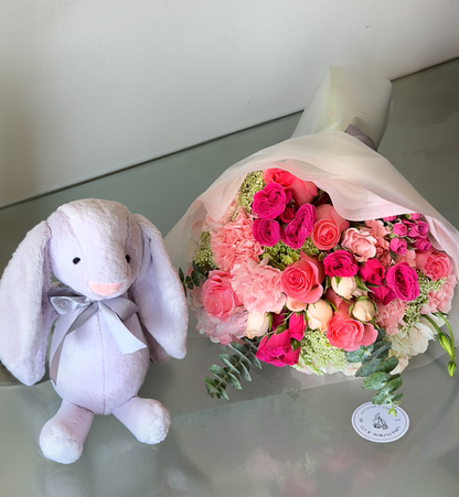 Pack Bunny - ramo de flores y conejito de peluche