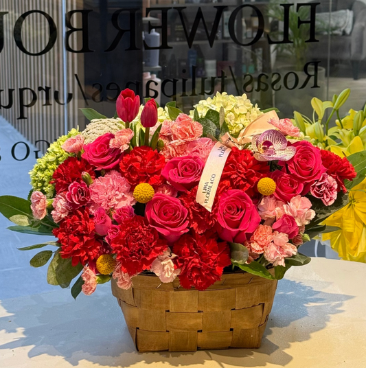 Cesta Clara Tulipanes Rojos