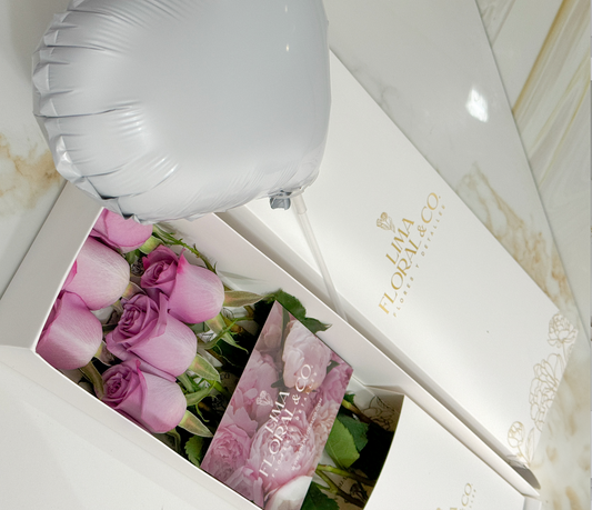 Caja 6 Rosas Lila