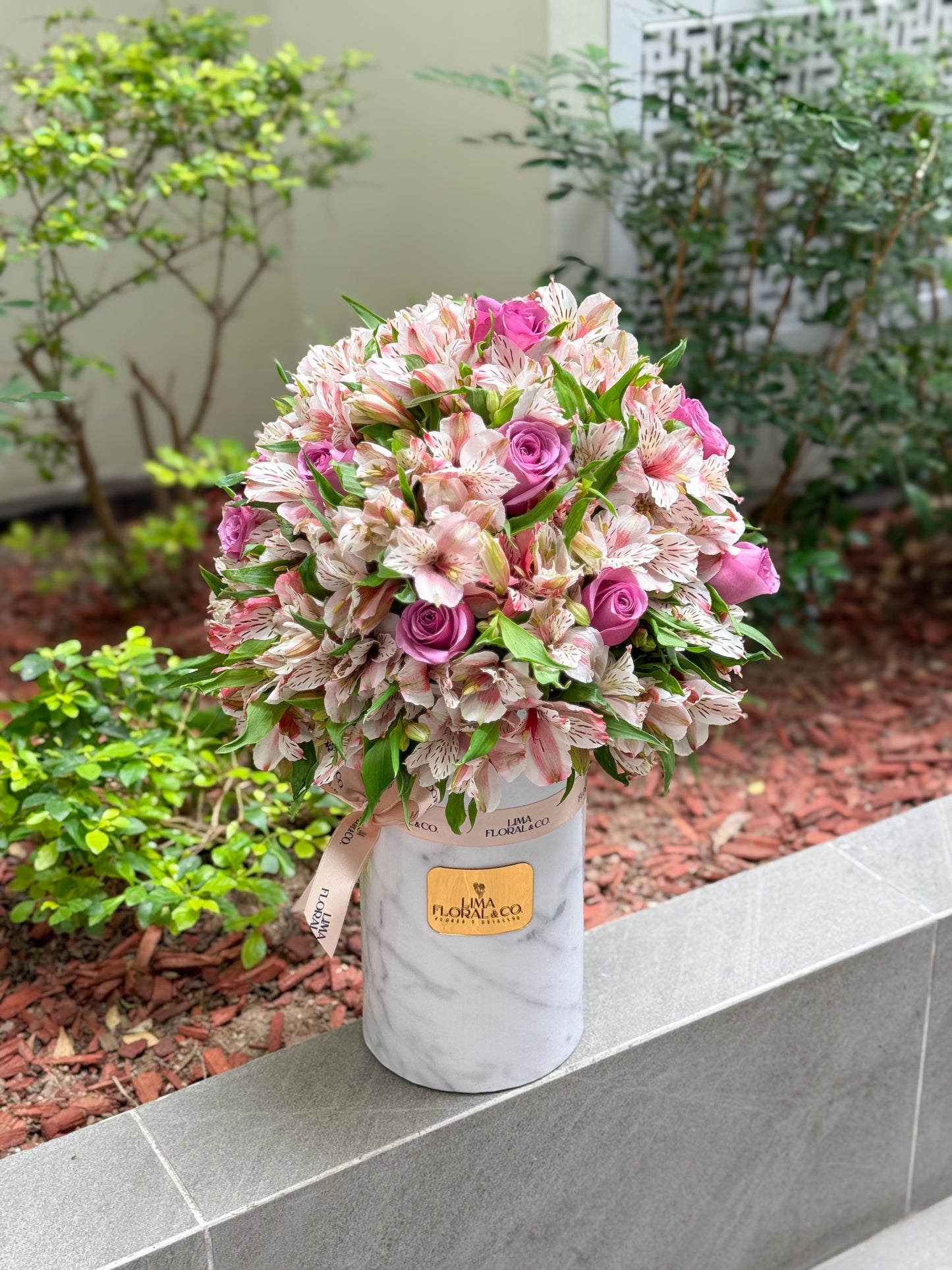 Box Fabiola: Astromelias & rosas