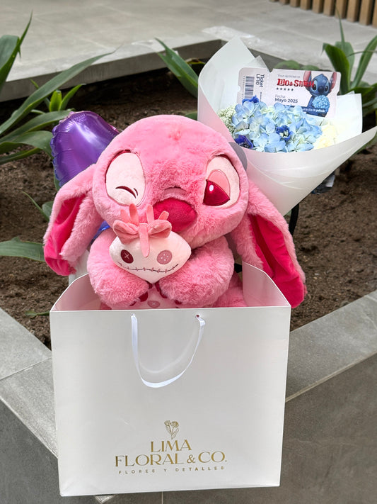 Pack rosa: stitch peluche grande + ramito