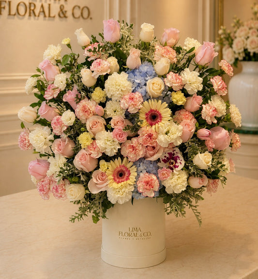 Box Daniela: Extra Grande Gender Reveal Tulipanes