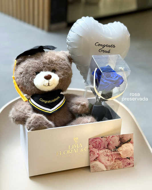 Gift Box Blue Rose: Rosa preservada