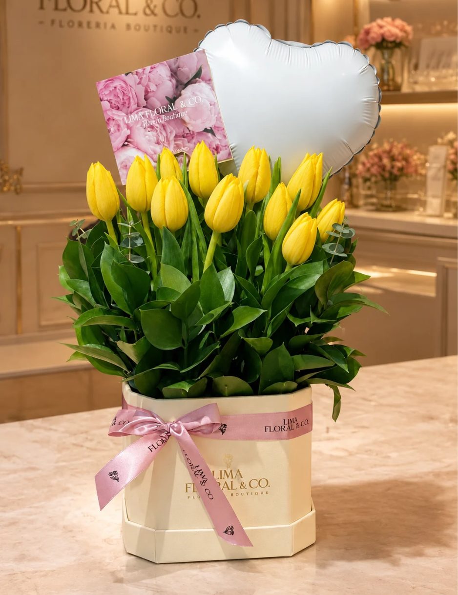 Box 10 Tulip Amarillos - Flores Amarillas