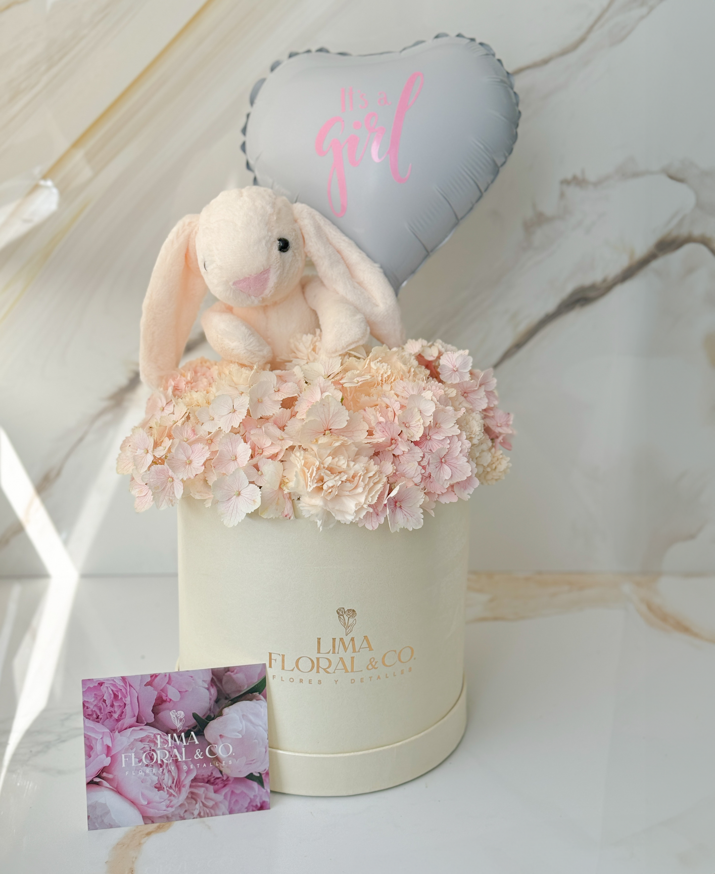 Box Baby in Bloom - Bienvenida Bebé Conejita de Peluche Newborn, Nacimiento, Baby Shower.
