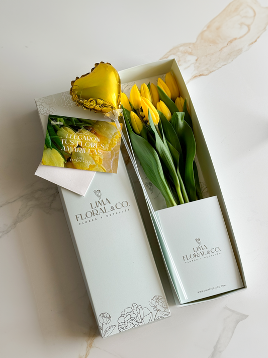 Caja 10 Tulipanes Amarillos - Flores Amarillas