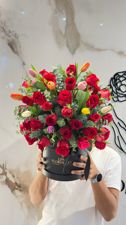 Box Gran Amor: Premium - Rosas y Tulipanes