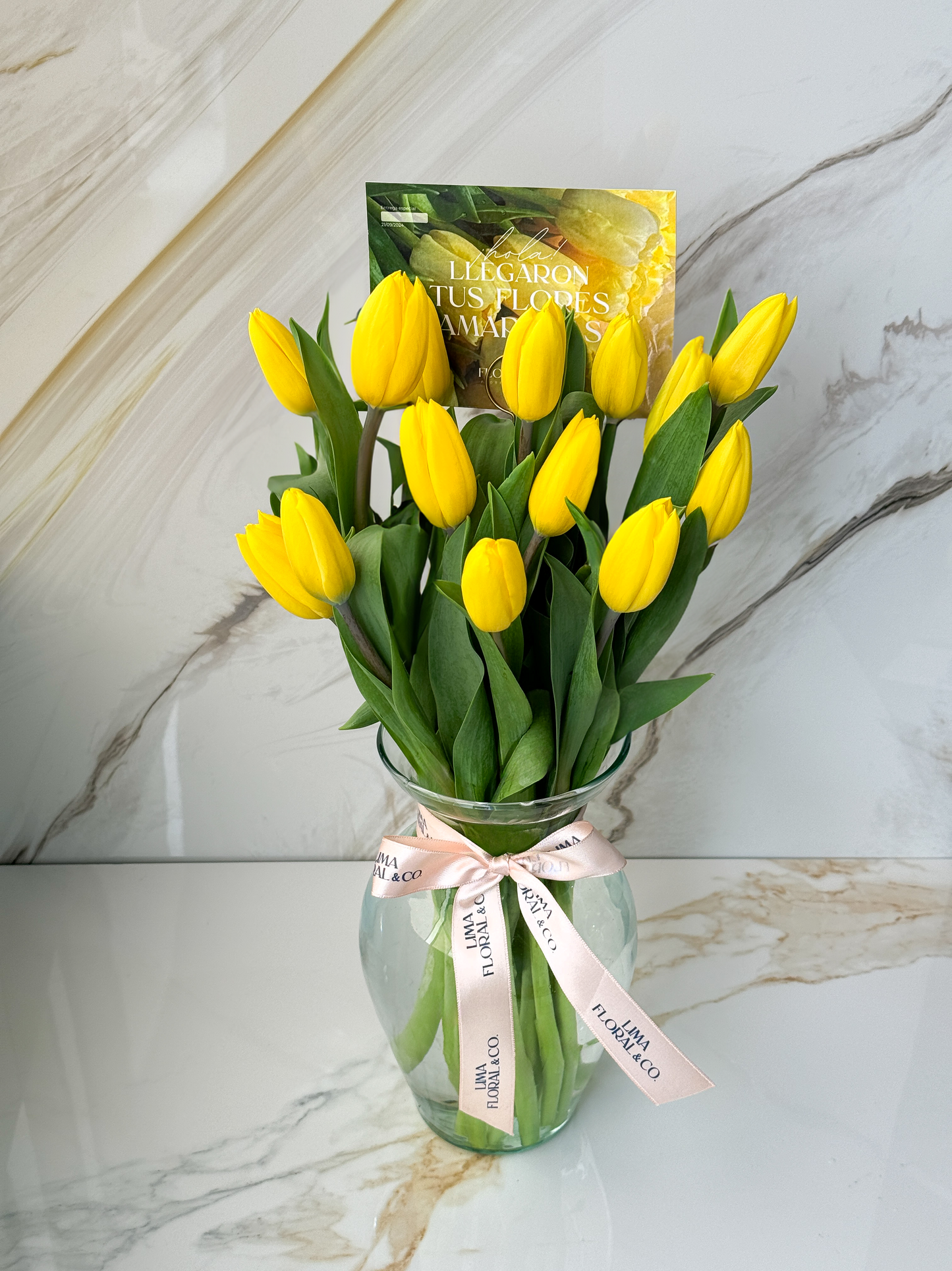 Jarrón 15 Tulipanes Amarillos - Flores Amarillas