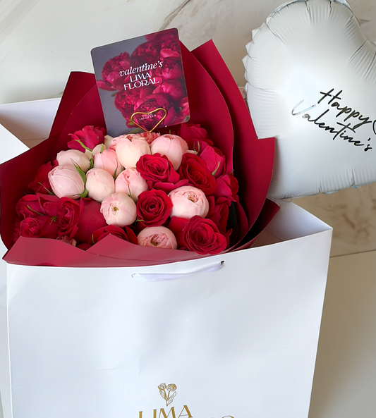 Rosas & mini peonias - San Valentín